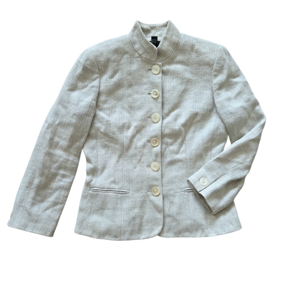 Lauren Ralph Lauren Linen Mandarin Collar Jacket Blazer Women’s 4P Ivory Twill - Picture 7 of 15